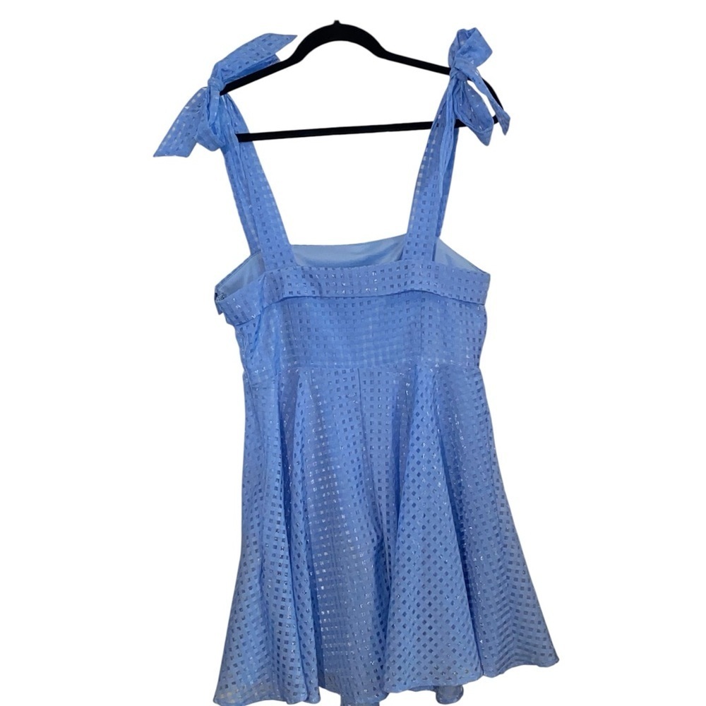 Lulus Forever Darling Gingham Burnout Tie-Strap Mini graduation Dress Coquette - Picture 5 of 14